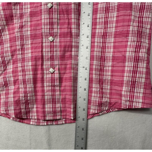 NWT Cruel Girl Pink Plaid Western Shirt Rhinestone Studded Pearl Snaps Women's M - Picture 5 of 5